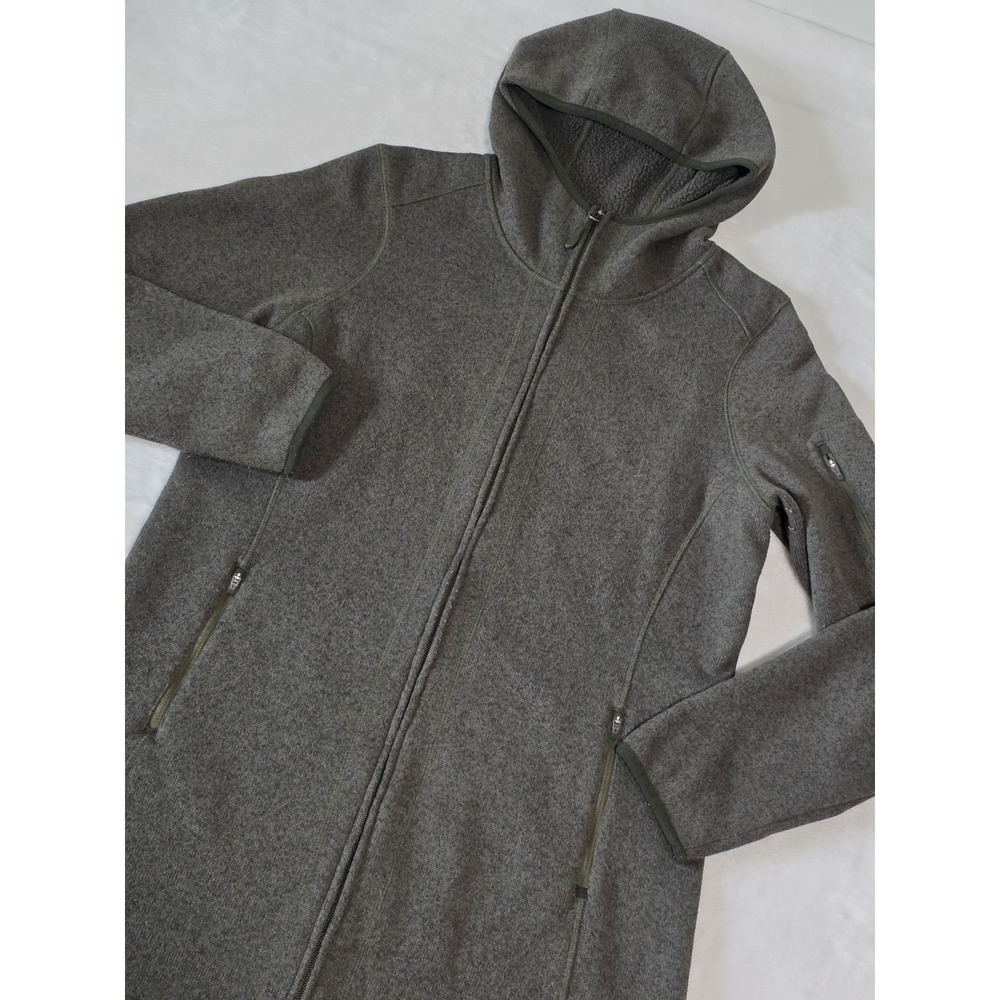 L.L. bean womens large olive heather green bean's sweater fleece full zip coat